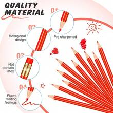 Pre-Sharpened HB Erasable Wooden Pencils With Eraser For Writing Drawing And Checking 12-Pack Red - 1 - View 4