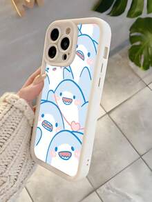 Funda de teléfono de lujo con diseño de tiburón azul personalizado, a la moda y resistente a golpes, con tacto suave, agarre extremo, resistente al agua y al polvo, con protección de cámara, compatible con iPhone 17/17Pro/17Pro Max, 16, 15, 14, 13, 12, 11 Plus/Pro Max Series - Blanco - Ver 4