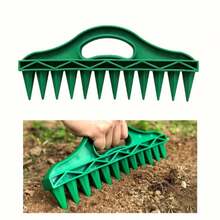 1pc Plastic Handheld Seed Planter Tool With 12 Holes, Gardening Transplanter For Sowing And Tilling - Waterproof, Green, Random Style - A - View 2