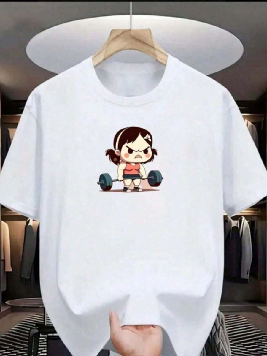 Camiseta Feminina Estampa Menina Treinando 100% Algodão - Branco - Visão 1