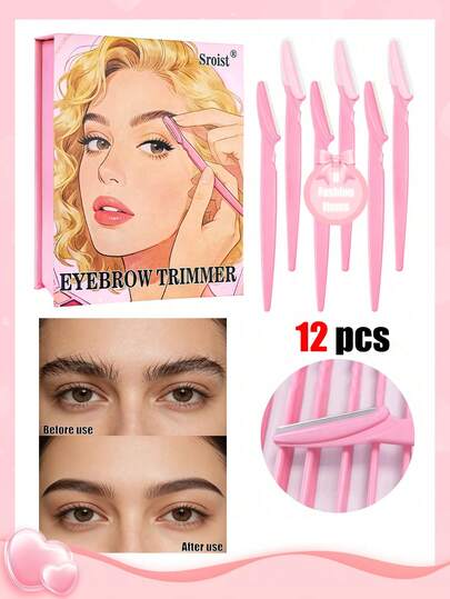 Pink Gift Box Set – 30/24/20/12/6/3/1 Pc Multifunctional Eyebrow Trimmer & Facial Razor For Women.