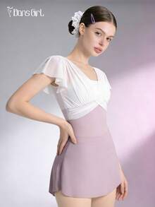 DonsGirl 1 件女式提臀弧形荷叶边下摆芭蕾舞裙 - 淺灰紫 - 查看 5