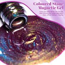 MEET ACROSS 1pc 7ml Jelly Colored Stone Cat Eye Gel Nail Polish, Gold Light Ultral Shine Gradient Magnetic Semi Permanent Soak Off UV Gel Varnish For Summer Nails, Manicure Nail Art Degign For Home And Salon Nail Supplies - 彩色 - 查看 5