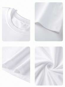 女士圆领短袖T恤，新款夏季时尚纯色休闲修身露脐上衣 - 白色 - 查看 4