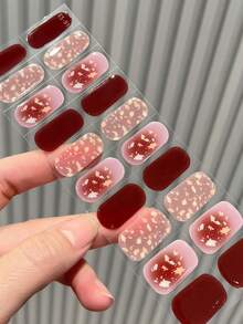 Semi Cured Gel Nail Strips, 20Pcs Long Lasting Salon Quality Wraps, Easy Apply & Remove Gel Nail Stickers With UV Light - Multicolor - View 6