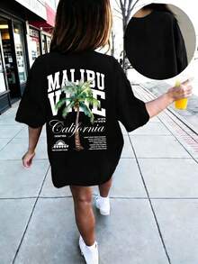 Tween Girl Casual Funny Print Crew Neck Short Sleeve T-Shirt Top, Summer - Black - View 3