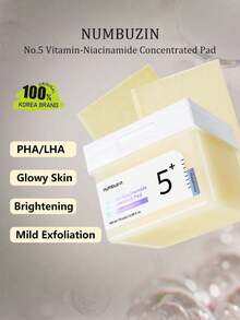 numbuzin 5% 烟酰胺浓缩化妆棉，凝胶状棉质质地，注入精华，提亮肤色，保湿修护，减少暗沉，韩国化妆品，70 片/6.08 液体盎司。 - 70 Pads/6.08 fl.oz - 查看 1