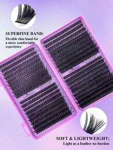 720/630/504 Cluster False Eyelashes, Personal Eyelash Book, High Capacity False Eyelashes, 8-16mm Mixed Length Eyelash Set, Beginner DIY Home Eyelash Extension Kit, Eyelash Cluster, Individual False Eyelashes, Suitable For Daily Commute, Dates, Music Festivals, Enlarging Eyes - D - View 5