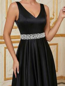 1pc White Pearl & Rhinestone Handmade Elegant Bridal Sash/Belt, Suitable For Wedding Dress, Evening Gown, Party & Celebration - White - View 2