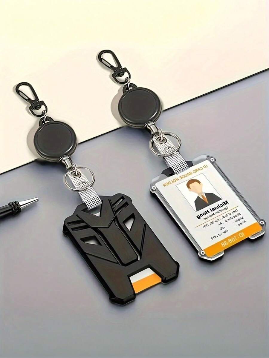 2D Retractable ID Card Holder, Minimalist Pocket-Style Card Case, Durable Stretchy Clip, Suitable For Lunch Card, Transit Card, Student ID, Office ID, Great For Nurses, Doctors, Teachers, Office Workers, Essential For Students,Bedroom Room Decor,Back To School