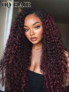 OQ 200% 密度，22-28 英寸酒红色/李子色，深色发根，水波纹，无胶前额假发，预剪裁，6x4 透明蕾丝，即戴即用，无需胶水，预先拔毛发际线，适合初学者，100% 真人处女发，持久透气帽 - SNatural/99JA - 查看 4