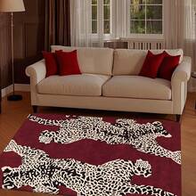 1pc Leopard Print Rug, Red Lips Rug, Pop Art Rug, Bold Statement Area Rug, Funky Living Room Decor, Animal Print Rug, Glamorous Home Rug, 84*60inch,Perfect Choice For Christmas ,Stylish And High-Quality Rugs, Perfect For Christmas Decorations And GiftsHome Decor, The Best Choice For Gothic-Style Birthday Gifts - 彩色 - 查看 2