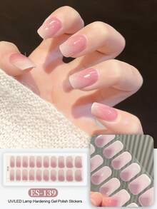 Halvhärdade gelnagelremsor, 20 st. långvariga nagelband i salongskvalitet, enkla att applicera och ta bort med UV-ljus. - Babyrosa - Visa 2