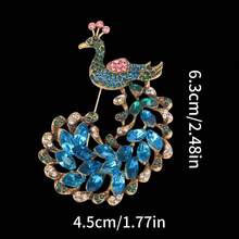 1/6 Fashionable Peacock Brooch, Alloy Rhinestone Colorful Peacock Lapel Pin, Vintage Palace Animal Accessory For Dress/Suit, Gift For Friends - Style - View 12