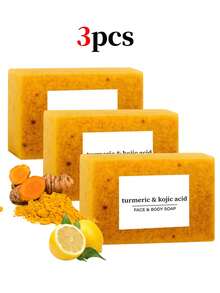 6/3/1块姜黄柠檬手工皂，每块100克，适用于洗脸、沐浴和清洁。泡沫丰富，深层清洁并滋润肌肤，采用精油制成。 - Lemon - 查看 8