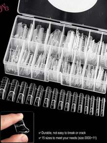 150 miếng móng giả kiểu Pháp trong suốt có thể tái sử dụng, 15 kích cỡ, miếng dán móng giả dạng gel, khuôn hai đầu tự làm móng kiểu Pháp tại nhà, phù hợp cho người mới bắt đầu. - Trong sáng - Xem 3