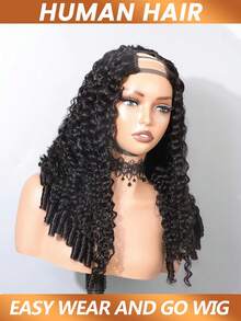 V Part Wig Burmese Curly Human Hair Wigs No Leave Out Thin Part Beginner Friendly Glueless Wig Easy Wear And Go V Shape Full Head 150% Density For Women Daily Use - Natural Black - View 3