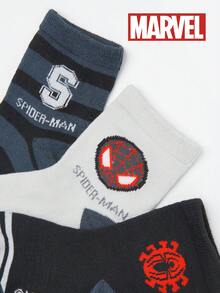 Marvel 漫威 1/5/10 双装 儿童可爱超级英雄蜘蛛侠系列袜子，男童中筒袜，韩版卡通，秋冬款，女童袜子，儿童蜘蛛侠及超级英雄角色袜子 - 彩色 - 查看 5