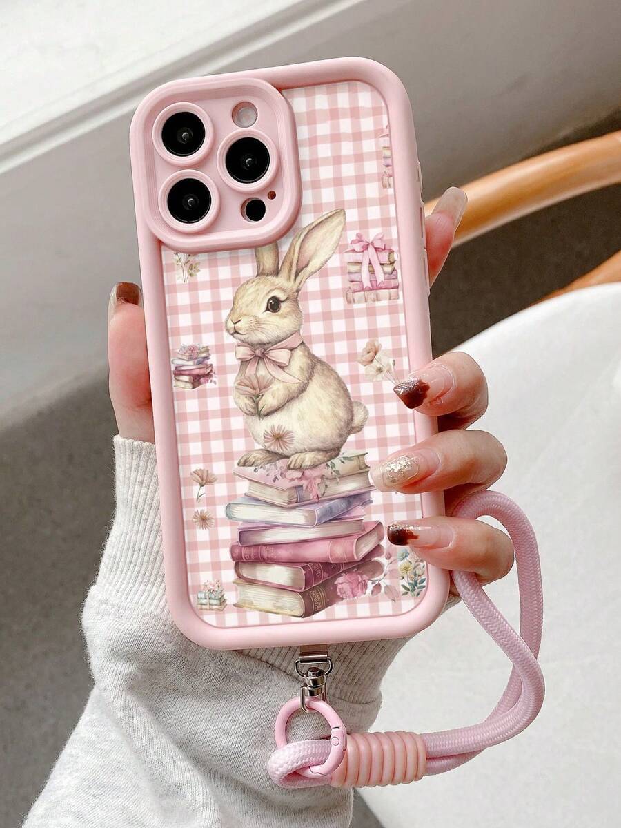 Easter Bunny Pink Plaid Floral Painted Textured Shockproof Phone Case Compatible With IPhone 14, 14 Pro, 14 Pro Max, 13, 13 Pro, 13 Pro Max, 11, 11 Pro Max, 12, 12 Pro, 12 Pro Max, XR, XS, 15, 15 Pro, 15 Pro Max, 16, 16 Pro, 16 Pro Max, 17, 17 Pro, 17 Air, 17 Pro Max, Galaxy S24, A04, A12, A13, A14, A23, A24, A32, A33, A51, A52, A53, A54, A72, S20 FE, 9, 9A - Multicolor - View 1