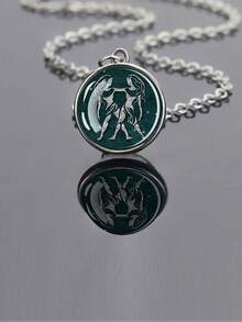 1件化石风格十二生肖主题玻璃凸面吊坠项链，搭配可调节链条，时尚又充满青春气息的配饰。 - 銀色 - 查看 13