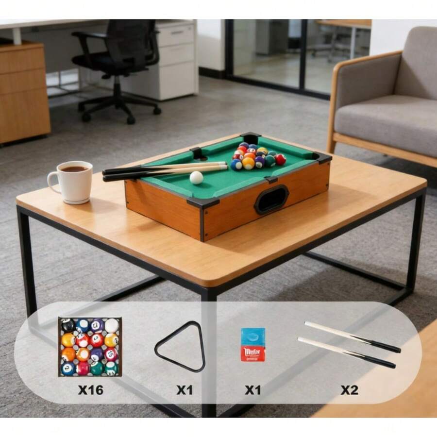 Party Mini Pool Table Compact Bar Snooker Set, Family Use, Outdoor, Drinking Games, Portable - Wooden - View 1