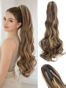 22英寸长波浪形耐热合成马尾假发，爪夹式马尾，适合女性日常佩戴、角色扮演、音乐节、嘉年华、节日及其他场合。 - 彩色 - 查看 14