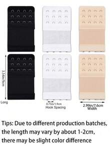 3件装弹性文胸肩带延长器，2/3/4钩，可调节舒适文胸延长带 - 多色 - 查看 4