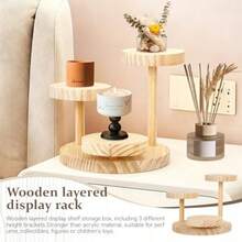 1Pcs Wooden Table Display Risers Flower Stand On The Desk 3 Tier Display Stand For Displaying Jewelry Collections And Potted Plants. - Wood Color - 查看 4