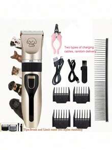 专业宠物美容工具套装，静音电动狗用电推剪，USB充电无线猫用宠物美容工具 - 彩色 - 查看 1