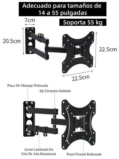 Soporte para TV Soporte para TV, Ángulo Ajustable Soporte de Pared LCD, 14''-42''