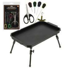 Fishing Bivvy Table With Folding Extendable Legs + 6 Baiting Tools Carp Tackle - 44cm X 27cm X 18-23cm - View 1