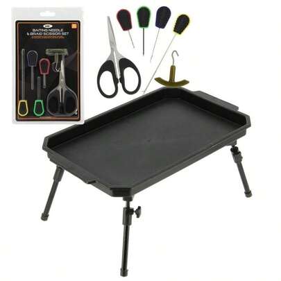 Fishing Bivvy Table With Folding Extendable Legs + 6 Baiting Tools Carp Tackle