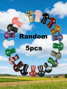 5/10/20/30/50/100pcs Artificial Crystal Mini Mushroom Beads, Spiritual Energy Faux Gemstone Carved Handmade Craft, Mixed Material Home Decor - Multicolor - View 16