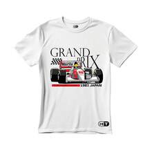 Unisex T-Shirt With Grand Prix Car Print - 2026 - White - View 2
