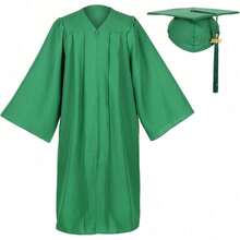 2026 Unisex Matte Graduation Gown And Cap Set With Tassel For Middle High School Bachelor - Emerald Green - View 7