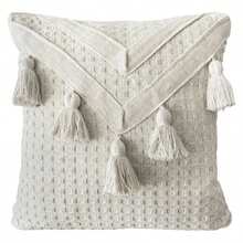 Pompom Cushion Cover 100% Cotton Macramé Raw Natural Boho 45CMX45CM - Màu be - Xem 9