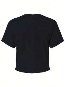 Tops For Women For Summer Cropped Women's T-Shirt Artistic Graphic Featuring A Blooming Rose Intertwined With Bold Anti Social Club Text Symbolizing Contrast Between Beauty And Isolation Vintage 100% 220g Pure Cotton Casual Tee For Women,Street Y2K, Summer Tops, New Year Gifts,Unisex - 黑色 - 查看 3