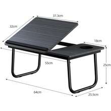 Mesa para Cama Plegable Escritorio Portatil para Laptop Mesita Laptop Cama con Portavasos y Ranura Inclinación Ajustable de 5 Niveles de Comer Jugar Estudiar y Trabajar - negro - Ver 7