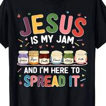 Plus Size - 1 Piece Women's Is My Jam & I'Here To Spread It-Shirt |   Oversized%-Shirt, Round Neck, Slightly Stretchy, Geometric Pattern, 180GSM Fabric, Suitable And New Year Gifts, Casual Wear, Suitable All Seasons, 2D Flat Design RWUF - 杏色 - 查看 6