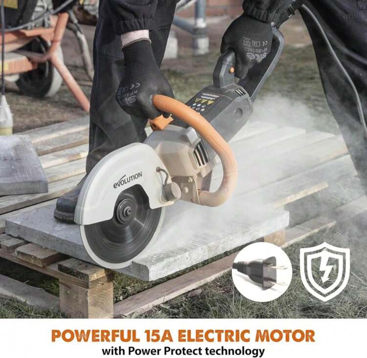 Evolution R230DCT - 9 In Concrete Saw (Circular, Angle Grinder, Cut Off Saw) - 15A Motor, No Gas - 3-1\/2 In Cut - Incl Diamond Masonry Blade - ColorB - View 1