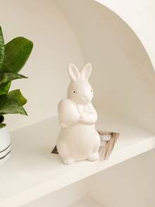 1 peça de coelho de cerâmica - Estilo minimalista e fofo, ideal para decoração de Páscoa, decoração de mesa, decoração de aparador na entrada da sala de estar, decoração de festas de fim de ano, presente perfeito - Multicolorido - Ver 17