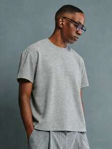 Oversized Boxy Cut Short Sleeve Jersey T Shirt Casual Crop Fit Streetwear Modern Minimalist All Season Essential Top-Comfortable Retro Cotton T-Shirt - 灰色 - 查看 1