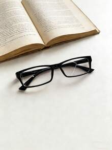 1 par de gafas con montura cuadrada clásica y retro, de color negro, gafas de moda para mujer, adecuadas como regalo para la novia o la mejor amiga. / Estilo aleatorio enviado - Negro - Ver 2