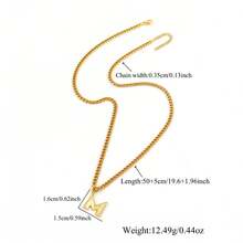 1 pieza Collar con colgante de inicial de moda, cadena de acero inoxidable dorado simple para hombres - Amarillo Oro - Ver 2