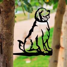HELLOYOUNG 1pc Rusty Or Black Metal Silhouette Golden Retriever Dog Decor. Countryside Outdoor Home Garden Decoration. Suitable As Housewarming Gift For Pet Lovers. Applicable For Pet Hospital Waiting Area, Dog-Themed Park, Etc. To Create A Warm And Cute Ambiance. - Multicolor - View 8