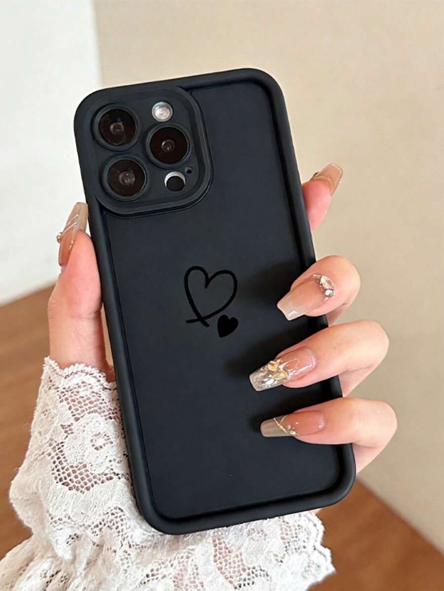 Heart Simple Love Soft Protective Phone Case Suitable Compatible With Iphone XR 11 12 13 14 Plus 15 Pro Max 16 17 Air Series, Full Coverage Design, Fully Covers Lens, Good Grip, Protection - Multicolor - View 1
