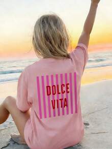 Áo thun ngắn tay cổ tròn dáng casual cho bé gái tuổi teen, in chữ tiếng Anh nhiều màu sắc, mang lại niềm vui và hạnh phúc cho mọi trẻ em. - Hồng - Xem 3