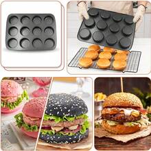 Cupcake Mould, Cups Perforated Mince Pie Bread Tray For 4/9/12 Rolls With Non-Stick Coating For Burgers, Bread, Rolls, Puffs, Tartlets (4/9/12 Cupcake Pan) - View 10