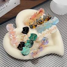 1个女士侧刘海鸭嘴夹，可爱时尚的醋酸纤维小猫发夹，适合日常化妆、洗脸、外出等场合，精美礼物 - 彩色 - 查看 7