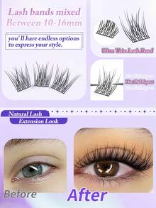 168pcs Natural Style Lash Clusters, Wide-Handled Soft & Lightweight Reusable Segmented False Eyelashes Set, Suitable For Daily Life, Wedding, Date, Party, New Year Gift - C - View 6